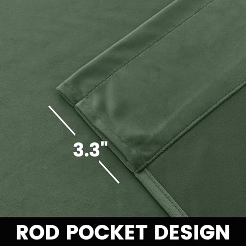 Yakamok Sage Green Room Darkening Velvet Curtains 40x18 Inch Living Room | Luxury soft velvet, 1 panel , for bedroom small windows, window drapes rod pocket,light blocking,Thermal Insulated - color: Sage Green, size: 40"W x 18"L (Pack of 1)