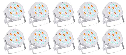 Rockville RockPAR50 LED RGB Compact Par Can DJ Stage DMX Wash Light, White Housing, 24-Watt Power Consumption, Auto Sound DMX Modes, 10-Piece