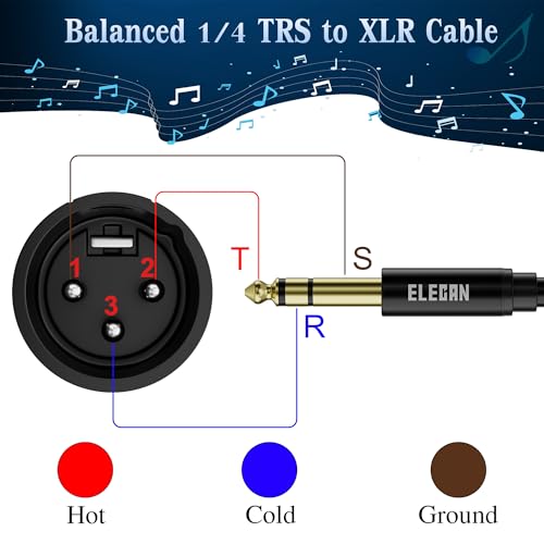 6.35mm (1/4 Inch) TRS Male to XLR Male Cable 4Ft, Balanced Professional Shielded Stereo Microphone Cable Cord, Gold Plated for Mixer AMP Speaker Amplifier with 6.35 to 3.5mm Adapter+Ties - size: 4FT, style: 6.35mm to XLR Male