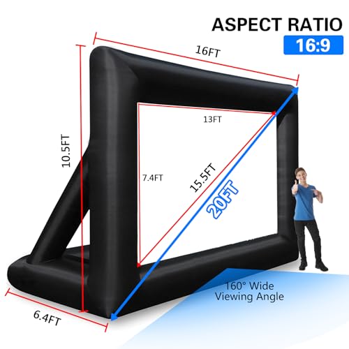 GZKYYLEGS 20 Feet Inflatable Projector Screen Outdoor Inflatable Movie Screen with Air Blower Storage Bag, Easy Set Up Blow Up Screen for Backyard Movie Night, Theme Parties, Celebrations