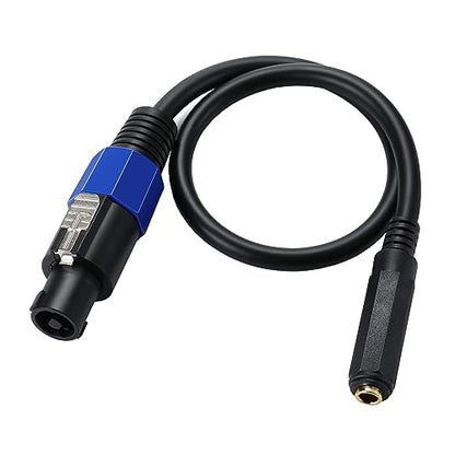0.5 Meter Speakon Speaker Cable, 2 Conductor 22AWG Copper, Twist Lock Speakon Male to 1/4 6.35mm Female TS Mono Plug Adapter Connector Converter Audio Cable - style: Speakon M to 1/4 FM