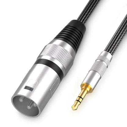 Tisino Male XLR to 3.5mm TRS Mini Jack Unbalanced Microphone Cable, 1.6 FT | 1/8 Inch to XLR Male Adapter Cord for Camera Laptop Mixer, Gold-Plated Unbalanced TRS to XLR Audio Interconnect Cable - size: 1.6 feet