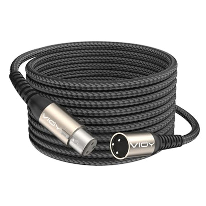 VIOY XLR Microphone Cable 6.6 FT, 3-Pin Male to Female Balanced Mic Cord | Self-locking XLR plug, aluminum alloy shell,Braided microphone extension cord for studio recording, mixer and podcast use - size: 6.6FT