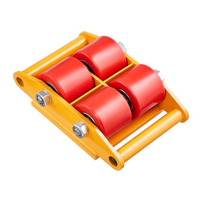 VEVOR 6-Ton Machinery Skate Dolly, 13,200 lb Capacity, Heavy-Duty Carbon Steel Mover with 4 PU Wheels, 360° Swivel & Non-Slip Pad for Warehouse, Workshop, Factory - size: 1 Pack-PU Wheels