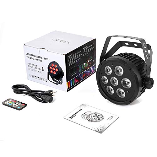 70W 7LED RGBWA DMX Stage Par Lights by Remote Control | Auto Play Sound Activated, Uplights for Wedding Church Christmas Club Bands Mobile DJ Events Party