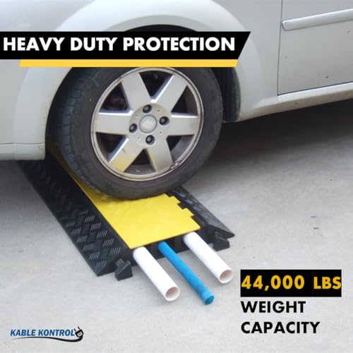 Kable Kontrol Atlas Heavy Duty Cable Protector Ramp - 3 Channel Bulk Wholesale Pallet - 20 Pcs - 36” Long Black & Yellow – 44000 Lbs Capacity - Rubber Speed Bump Wire Protector Cord Cover – CP9986 - size: 3 Channel - 36" - 20 Units