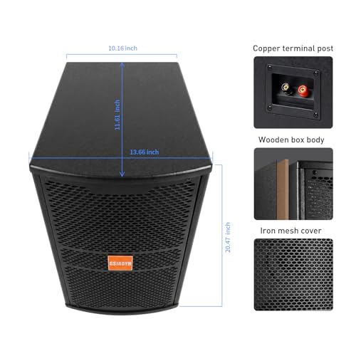 12" Passive Speaker Pair, 800W Peak Power 2-Way Karaoke Speakers, 8 Ohms for Crystal-Clear Vocals, Home Entertainment, DJ, and PA Audio; Requires an Amplifier or Receiver - size: 12 inch