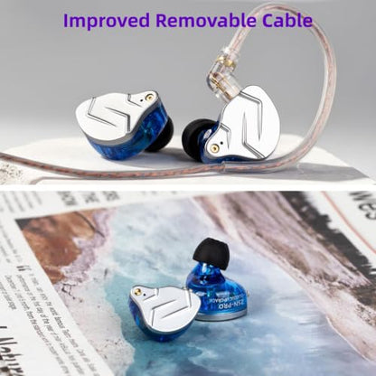 KZ ZSN Pro in Ear Monitor Headphones, 1BA 1DD Hybrid Driver Wired Gaming Earbuds, Deep Bass Sound Wired Ear Buds, HiFi IEM for Gaming Music Video Calling Singer Musician Drummer DJ (with mic, Blue) - color: Blue, style: with mic