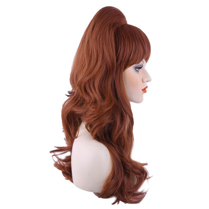 Auburn Beehive Long Wavy 70s 60s 50s Dress Up Party Wigs Halloween Costume Wig - color: Auburn