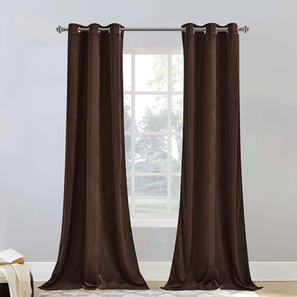 StangH Brown Velvet Curtains Room Darkening 84 inches for Bedroom, 2 Panels - color: Gold Series - Brown, size: 42"W x 84"L (Pack of 2)