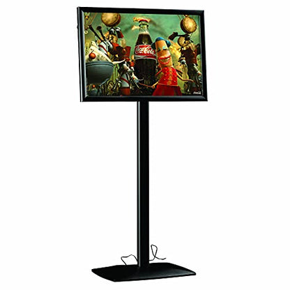 M&T Displays Flexible Sign Holder LED Box Fixed Height, Illuminated Pedestal Poster Stand Menu Post 18x24 Inch Black Aluminum Easy Front Loading Snap Frame Anti Glare PET Cover Steel Black Metal Base - size: 18x24