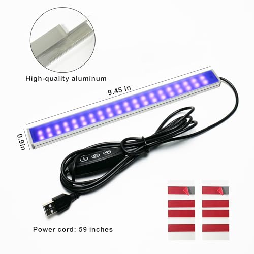 395nm UV Black Light Bar 2 Pack, 9.5 Inch Dimmable Blacklight LED Bar with Aluminum Housing, USB Powered UV Light Strip for Glow Party, Fluorescent Poster, Body Paint, Halloween Decorations