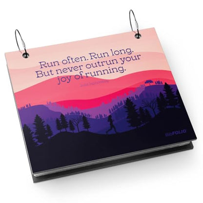 Gone For a Run BibFOLIO Race Bib Album - Joy of Running - 9.5x8 | Wood Cover, Twist Cable Rings, Race Bib Holder, Holds Up to 100 Bibs, Includes 12 Vinyl Sleeves, Marathon Runner Gift - color: Joy Of Running