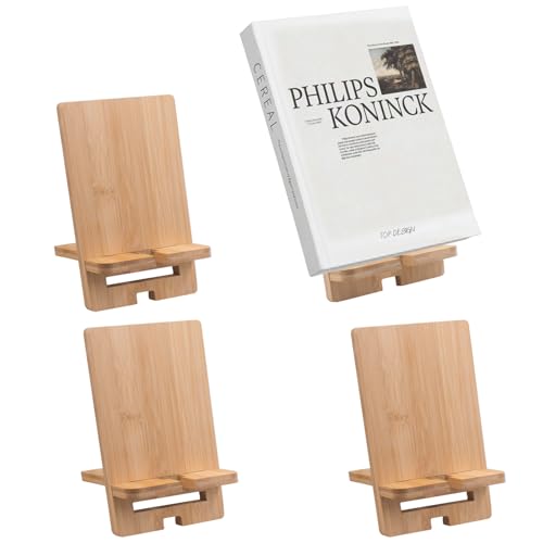 4 PCS Bamboo Book Stand for Display, Book Display Holder for CDs Comics Postcards Magazines Greeting Cards Tablets Sheet Music Phone Stickers Album Photo Frames - size: 4 pcs
