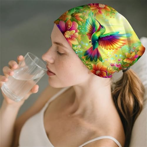 Art Owl Women's Slouchy Beanie Hat Cute Turban Hats Cancer Headwear Caps Baggy Skull Sleep Scarf - color: Floral Bird