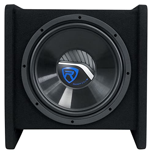 Rockville RV12P 12" 600W Car Audio Subwoofer in Vented Sub Enclosure Box, 4 Ohm, High-Performance Bass, MDF Construction Perfect for Car Audio Systems | 600W Peak / 300W RMS, Polypropylene Cone, Aluminum Voice Coil, Bass Reflex Aero-Port, 15 Degree Angle,
