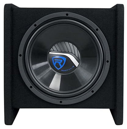 Rockville RV12P 12" 600W Car Audio Subwoofer in Vented Sub Enclosure Box, 4 Ohm, High-Performance Bass, MDF Construction Perfect for Car Audio Systems | 600W Peak / 300W RMS, Polypropylene Cone, Aluminum Voice Coil, Bass Reflex Aero-Port, 15 Degree Angle,