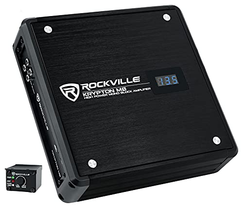 Rockville KRYPTON-M0 Mono Car Amplifier, 1 Ohm, 1400W, Class-D, EQ, Low Pass Filter, Dyno-Certified, Bass Remote, Perfect for Subwoofers and Car Audio | Class D, Bass Knob with Clipping Indicator, Voltage Display, Bass EQ, Subsonic Filter, MOSFET Power Su