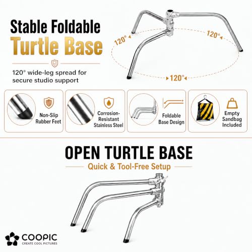 Heavy Duty C Stand with Boom Arm - 9.18ft/280cm Stainless Steel Photography Light Stand | 103cm Holding Arm, 2 Grip Heads, Turtle Base For Studio Photography & Video Lighting - size: M280 1 Pack