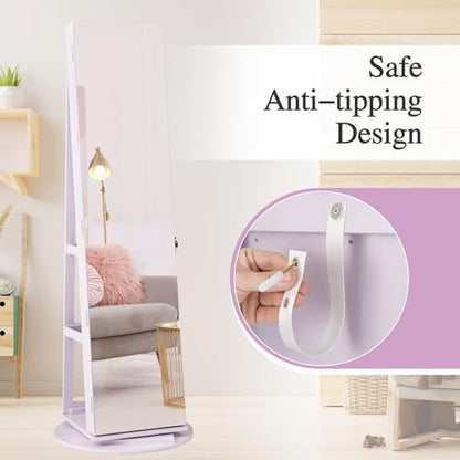 LOKO 360° Swivel Jewelry Cabinet, Lockable Jewelry Organizer (Lavender) - color: Lavender