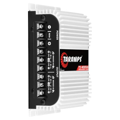 Taramps TS 400x4 400 watts RMS 4 Channels Full Range Car Audio Amplifier, 2 Bridged Channels, RCA Input Class D, Output Power, Multichannel Amplifier System, Small - TS400X4 | Bridgeable outputs, built-in HPF/LPF crossovers and RCA inputs provide flexible