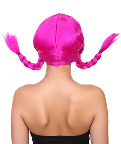 HPO Bavarian Double Braided Wig, Breathable Capless Cap,Premium Handcrafted Wig, Designed for comfort fit, flame retardent synthetic fiber (Neon Fushsia) - color: Neon Fushsia