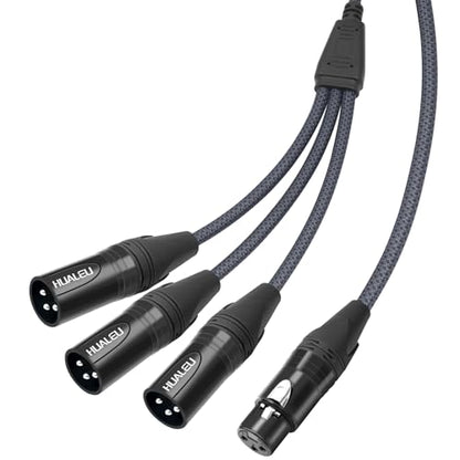5FT XLR 1 Female to 3 Male Y Splitter Cable,3 Way XLR Splitter Balance 1 Female to 3 Male Audio Cable for Mixer Microphone-One Microphone Connects 3 interfaces 1 Pack - size: 5Feet, style: XLR 1 F To 3 M