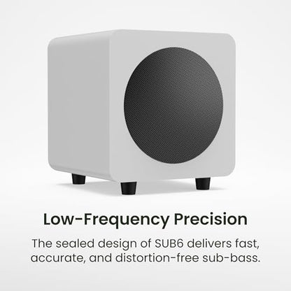 Kanto SUB6 Sealed Powered Subwoofer with 6” Woofer (Matte White & White Grille) - style: Matte White with White Grill