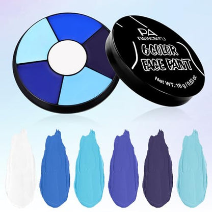 Blue Face Body Paint, 6 Colors Body Paint SFX Makeup Palette | Cream Washable Blue Face Paint for Halloween Costume Cosplay, Body Paint Kit for Clown, Skeleton Halloween SFX Makeup - color: Avatar Makeup