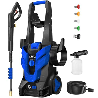 Pressure Washer, Power Washer with 4 Quick Connect Nozzles 1 Foam Cannon, High Pressure Cleaning Machine for Cars/Fences/Driveways/Patios/Farms/Home Cleaning(Light Blue) - color: Light Blue
