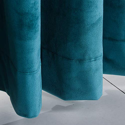 Roslynwood Velvet Peacock Blue Curtain 63 inches Long - Curtains Block Light Rod Pocket Thermal Insulated Window Drapes Set for Living Room/Bedroom/Dining Room,W52 x L63, 2 Panels - color: Peacock Blue, size: 52"W x 63"L (Pack of 2)