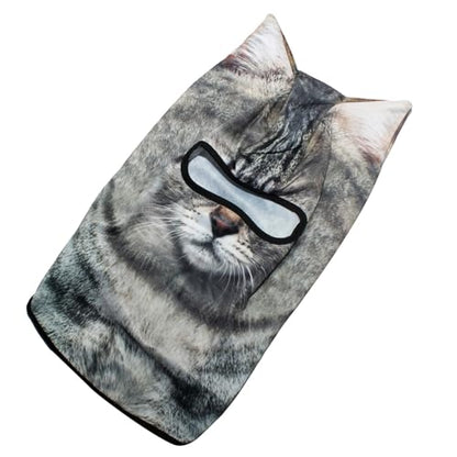 WTACTFUL 3D Animal Ears Balaclava, Breathable Face Mask for Halloween | Stand-Up Ears, Windproof Dustproof, Quick-Dry, No Fade Print, Soft, for Music Festivals Raves Ski Snowboard Moto Party - color: Silver Tabby American Shorthair Meb-21