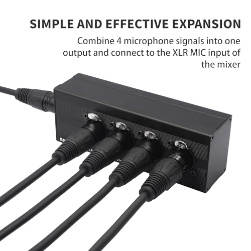 3 Pin XLR 1 Male to 4 Female Splitter,4WAY XLR Four-Input and one-Output Parallel Connection Adapter,Four Microphone inputs Converted to one Output,4 in to 1 Out Aduio Splitter - color: 1 Male to 4 Female Adapter
