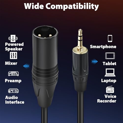 Cyberguys! 3.5mm to XLR Cable, 1/8 to XLR Male Audio Cord, 3ft | TRS Jack Connector, Nickel-Plated with PVC Jacket, Balanced Cable for Mixer, Speaker, Microphone, Sound Card, Studio - size: 3ft