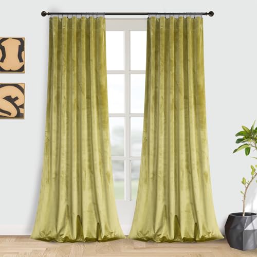 Roslynwood Velvet Curtain Cyan Yellow 63 inch Long - Curtains Block Light Super Soft Luxury Thermal Insulated Rod Pocket Window Drapes Panels for Living Room/Bedroom, 52 by 63 Inch, 2 Panels - color: Cyan Yellow, size: 52"W x 63"L (Pack of 2)