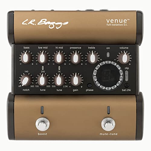 L.R. Baggs Venue DI Acoustic Guitar Preamp Direct Box Studio and Stage Pedal Tonebird Bundle with Cable, Polish Cloth, Dunlop Picks, Tonebird 9V Adapter