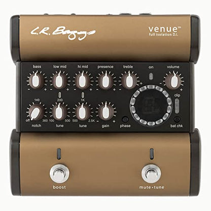 L.R. Baggs Venue DI Acoustic Guitar Preamp Direct Box Studio and Stage Pedal Tonebird Bundle with Cable, Polish Cloth, Dunlop Picks, Tonebird 9V Adapter