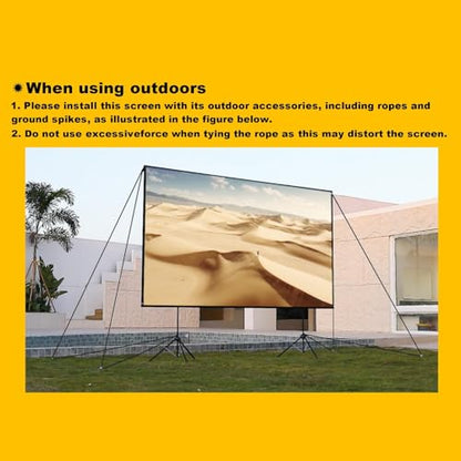 Outdoor Projector Screen with Stand 180 inch 16:9, Portable Projector Screen, 1.5 High Gain Fiberglass, Sturdy Backing, Wind-Resistant Movie Screen, Tripod/Wall Mounted, for Home Cinema/Backyard Party - size: 180 inch 16:9