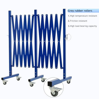 GYMTIME Industrial Expandable Metal Barricade, 16 FT, Blue, Folding Security Gate Safety Barrier with Casters, Flexible Mobile Barrier Gate, Adjustable Traffic Fence - size: 41 in-16 Feet(H-L), style: 16 Feet Blue