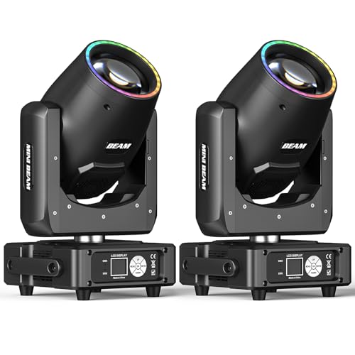 230W 7R Moving Head Stage Lights 14Gobos 14 Colors Prisms/Wash/Beam/Frost/Rainbow Stage Effect Spotlights 48-Facet Prism 2.3° Beam Angle 18CH DMX512 Sound Activated Lights