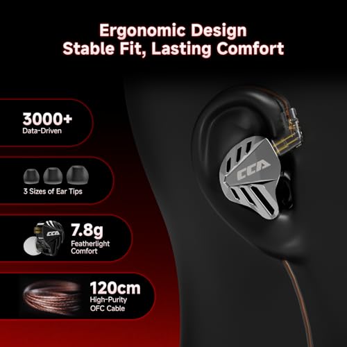 CCA Falcon 2 DD in Ear Monitor, 7.1 Spatial Audio Gaming Earbuds, HiFi Noise Isolating in Ear Headphones, Crystal Clear & Deep Bass IEMs for Gamers Singers Musicians Audio Engineers - color: Silver