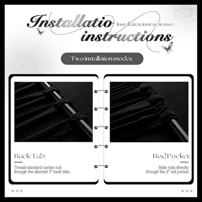 Manyshofu Black Velvet Curtains, 2 Panels Blackout 52x84 | Luxurious Velvet Feel, Thermal Insulated Noise Reducing, Dual Back Tab And Rod Pocket Hanging, Machine Wash Fade-Resistant - color: Black, size: 52"W x 84"L (Pack of 2)