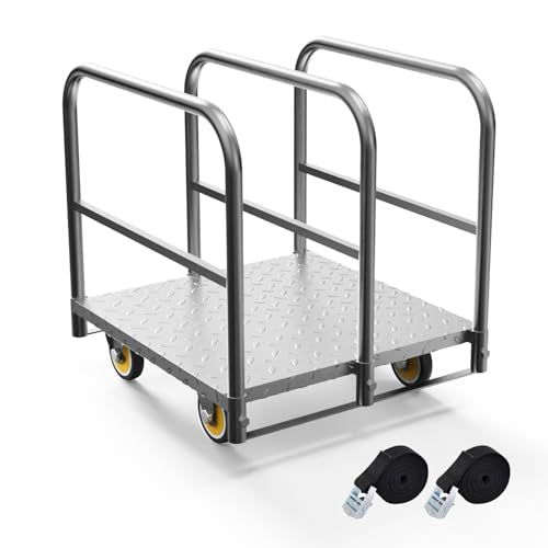 3 Pole Panel Cart,Flatbed Truck with Swivel Casters,1500LBS Weight Capacity
