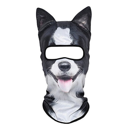 WTACTFUL 3D Animal Ears Balaclava, Breathable Face Mask for Halloween | Stand-Up Ears, Windproof Dustproof, Quick-Dry, No Fade Print, Soft, for Music Festivals Raves Ski Snowboard Moto Party - color: Border Collie Meb-23