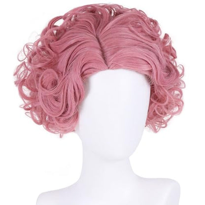 Short Curly Pink Wigs for Women Pastel Retro Hairstyles Lolita Cosplay - color: Pink