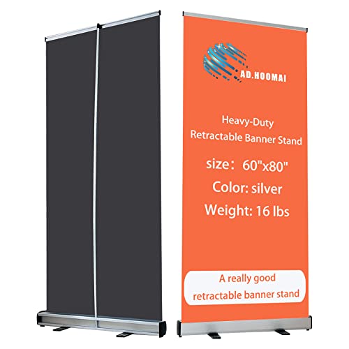 NANYANG 60"x80" Heavy Duty Retractable Roll Up Banner Stand，for business trade show,store sign display Stand with Padded Canvas Bag (Stand Only) - size: 63"x80-94"