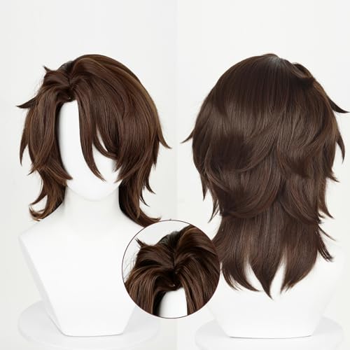 Short Wave Brown for Adult Men Cos Hound-Family Bartender/Security Officer Character Anime Game Party Halloween Christmas Comic Costume - color: Brown Gallagheral