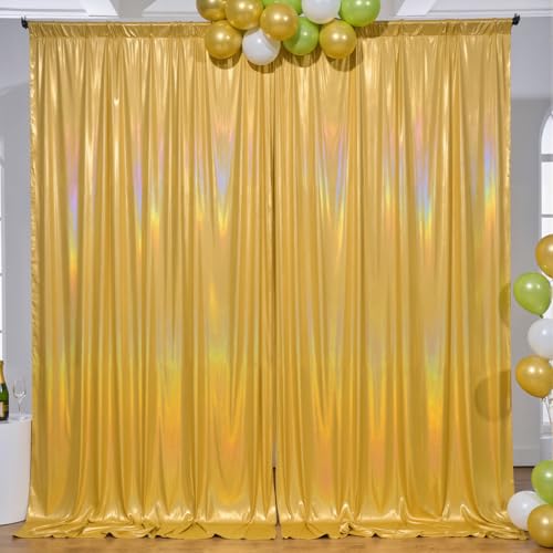 10x10ft Gold Sequin Backdrop Curtains Wedding Party Glitter Curtain Backdrop Fabric Shimmer Drapes Backdrop Bridal Baby Shower Birthday Christmas Photoshoot Background Photography 5x10FT，2 Panels - color: Sequin Gold, size: 10ft X 10ft(2 Panels 5ft X 10ft