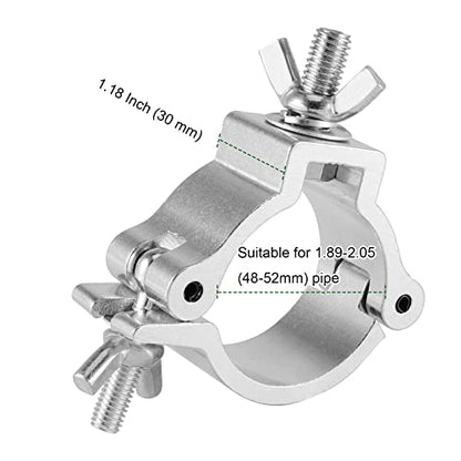 PINGEUI 12 Pack Stage Light Clamp, 2 Inch Aluminum Alloy Stage Lighting Clamp, Heavy Duty O Truss Clamp for DJ Lighting Par Lights Spot Lights, Fit for 48mm-52mm OD Pipe/Tube, Max Load 485 lbs