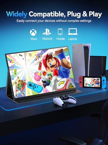 UPERFECT 16” Portable Gaming Monitor | 120HZ, HDR | 400Nits |1080P IPS | Ultra-Slim & Lightweight | Aluminum Alloy | Smart Cover & VESA | Travel External Second Screen for Laptop, PC, Game Console